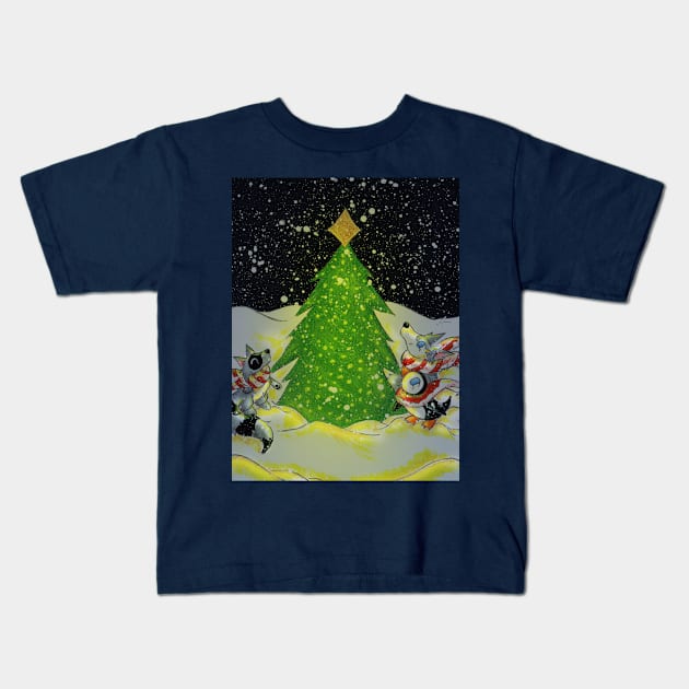 Tree Lighting Kids T-Shirt by KristenOKeefeArt